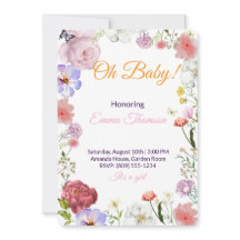 Elegant Blommig Baby Shower Inbjudan – Akvarell