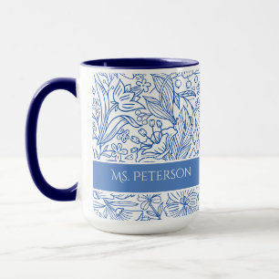 Elegant Blommig Blå Specialdesign Mugg