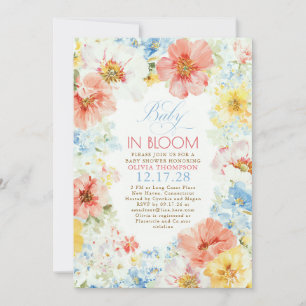 Elegant Blommig Boho Baby i Knopp Baby Shower Inbjudningar