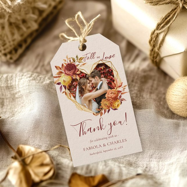 Elegant Blommig Boho Förälskad Foto Bröllop Presentetikett (Skapare uppladdad)