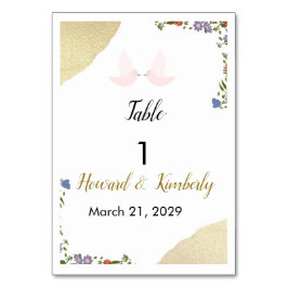 Elegant Blommig Bordnummer för Bröllop Bordsnummer