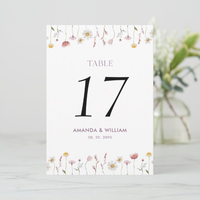 Elegant Blommig Bordskort (Stående Fram)