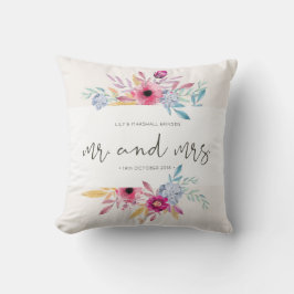 Elegant Blommig Bröllop Mr & Mrs | Kuddcover Kudde
