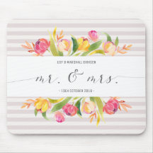 Elegant Blommig Bröllop Mr & Mrs | Musmattor