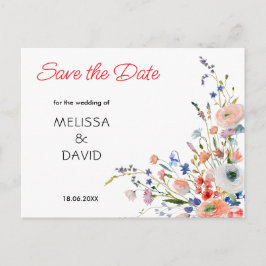 Elegant Blommig Bröllop Spara Datum Meddelande Vykort