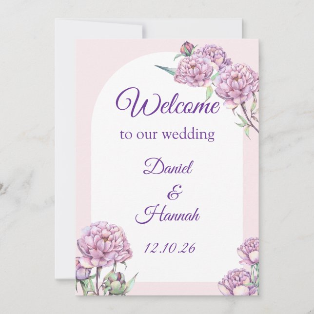 Elegant Blommig Bröllop Välkomstskylt Inbjudningar (Framsida)