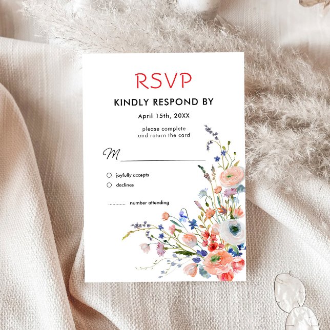 Elegant Blommig Bröllops-RSVP-Kort OSA Kort (Skapare uppladdad)