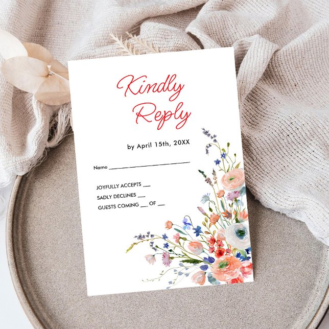 Elegant Blommig Bröllops-RSVP-Kort OSA Kort (Skapare uppladdad)