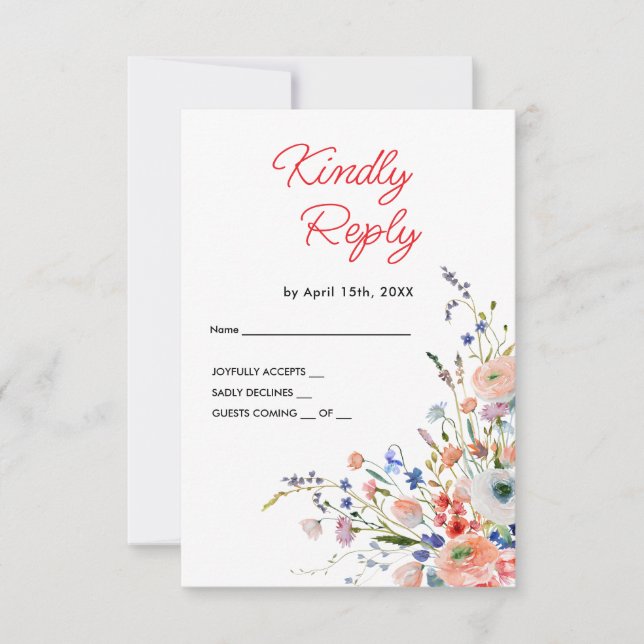 Elegant Blommig Bröllops-RSVP-Kort OSA Kort (Framsida)