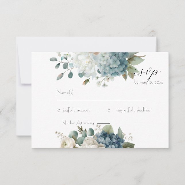 Elegant Blommig Bröllops-Svarskort OSA Kort (Framsida)