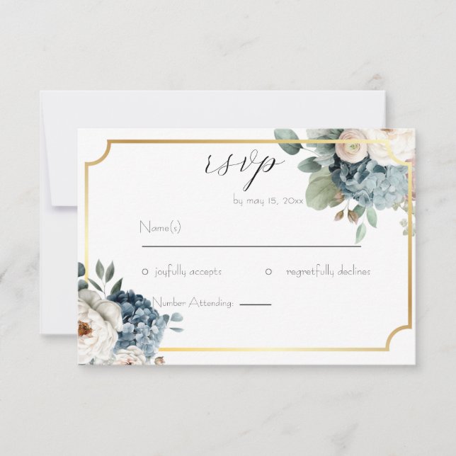 Elegant Blommig Bröllops-Svarskort OSA Kort (Framsida)