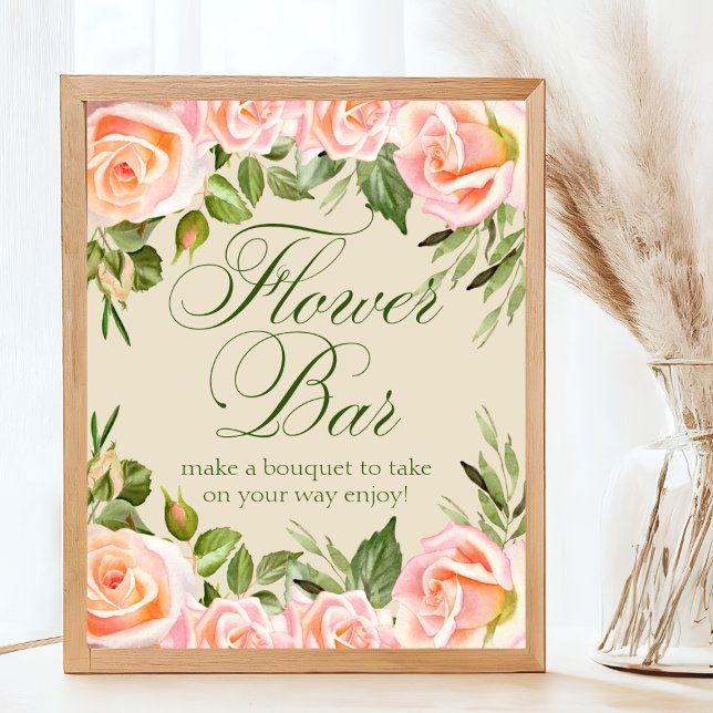 Elegant blommig bröllopsdusch Blomsterbar-skylt Poster (Skapare uppladdad)