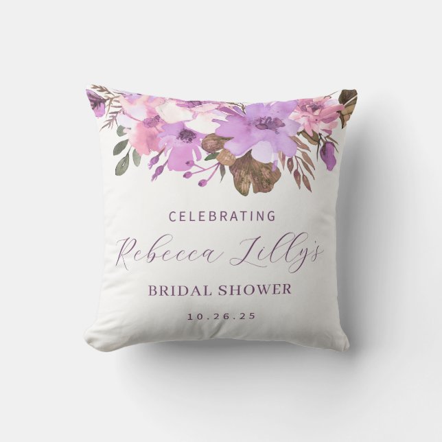 Elegant Blommig Bröllopsdusch Kudde (Framsida)