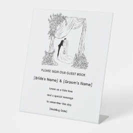 Elegant Blommig Bröllopsgästbokssköld