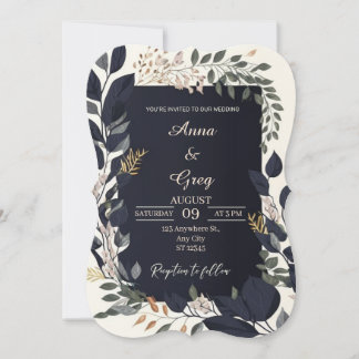Elegant Blommig Bröllopsinbjudan