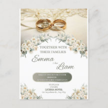 Elegant Blommig Bröllopsinbjudan – Emma & Liam