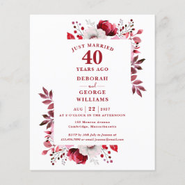 Elegant Blommig Bröllopsinbjudan för 40-årsjubileu