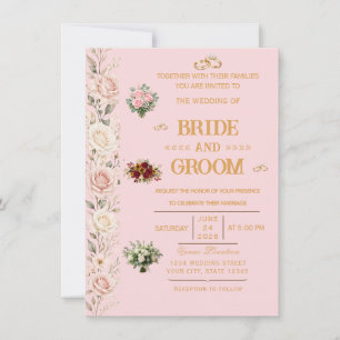 Elegant Blommig Bröllopsinbjudan Inbjudningar