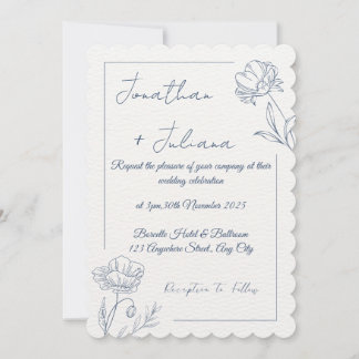 Elegant Blommig Bröllopsinbjudan Inbjudningar