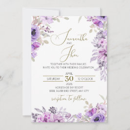 Elegant Blommig Bröllopsinbjudan Inbjudningar