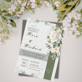 Elegant Blommig Bröllopsinbjudan Inbjudningar