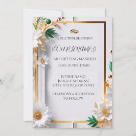 Elegant Blommig Bröllopsinbjudan Inbjudningar