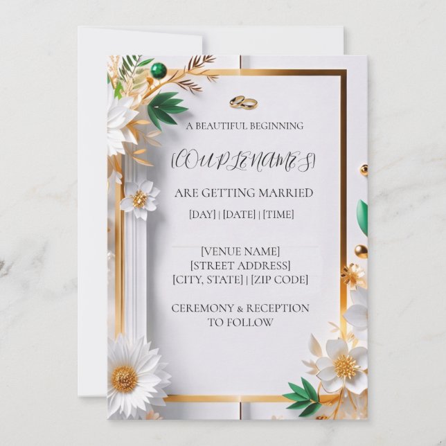 Elegant Blommig Bröllopsinbjudan Inbjudningar (Framsida)