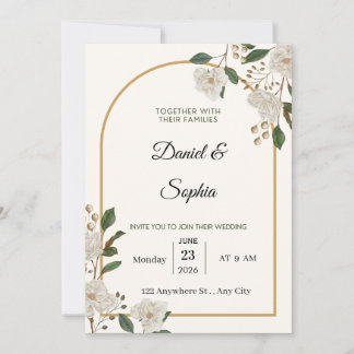 Elegant Blommig Bröllopsinbjudan Inbjudningar