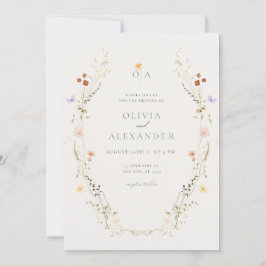 Elegant Blommig Bröllopsinbjudan Kort