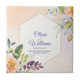Elegant blommig bröllopsinbjudan mall kakelplatta