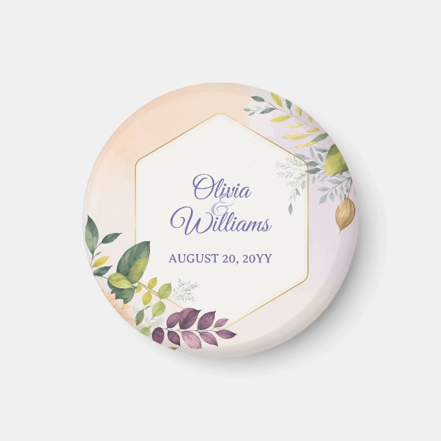 Elegant Blommig Bröllopsinbjudan Mall Magnet (Framsidan)