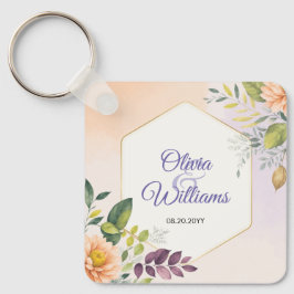 Elegant blommig bröllopsinbjudan mall nyckelring