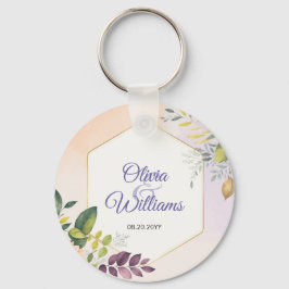 Elegant blommig bröllopsinbjudan mall nyckelring