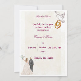 Elegant Blommig Bröllopsinbjudan | RomaInvitation Inbjudningar
