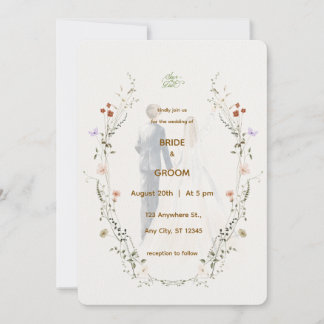 Elegant Blommig Bröllopsinbjudan | Romantisk Inbjudningar
