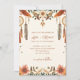 Elegant Blommig Bröllopsinbjudan | Rustik Boho Spara Datumet