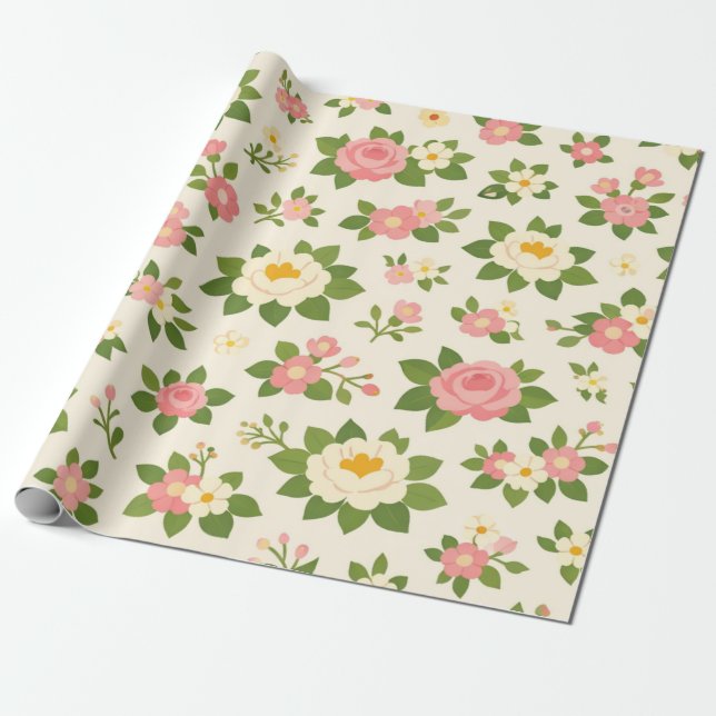 Elegant Blommig Bröllopsinredning Presentpapper (Utrullad)