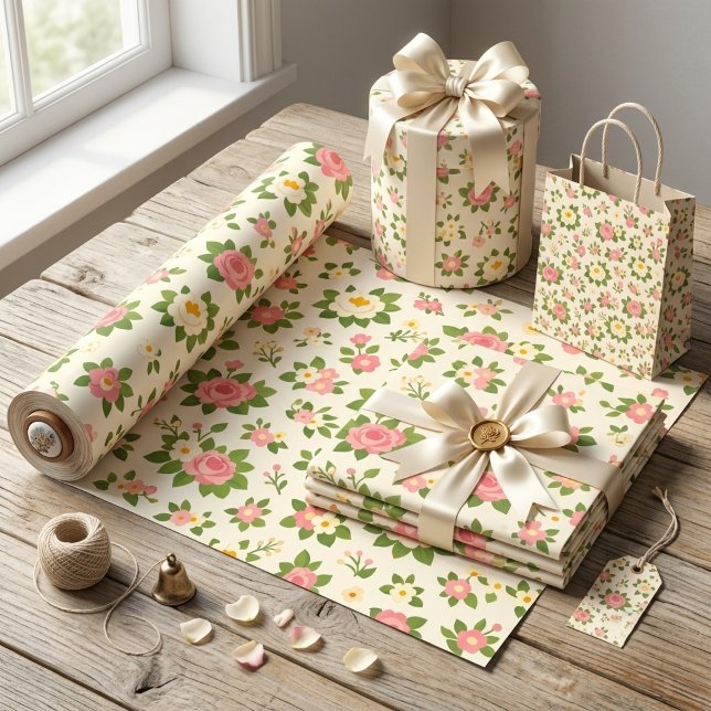 Elegant Blommig Bröllopsinredning Presentpapper (Skapare uppladdad)