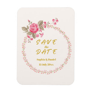 Elegant Blommig Bröllopsmagnet för Save the Date Magnet