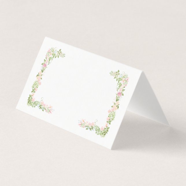 Elegant Blommig Bröllopsplatshållare i Vattenfärg Kort (Framsida)