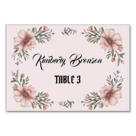 Elegant Blommig Bröllopsplatskort Bordsnummer