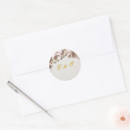 Elegant Blommig Bröllopsrund Sticker Runt Klistermärke