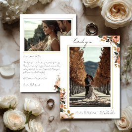 Elegant Blommig Bröllopstackkort Tack Kort