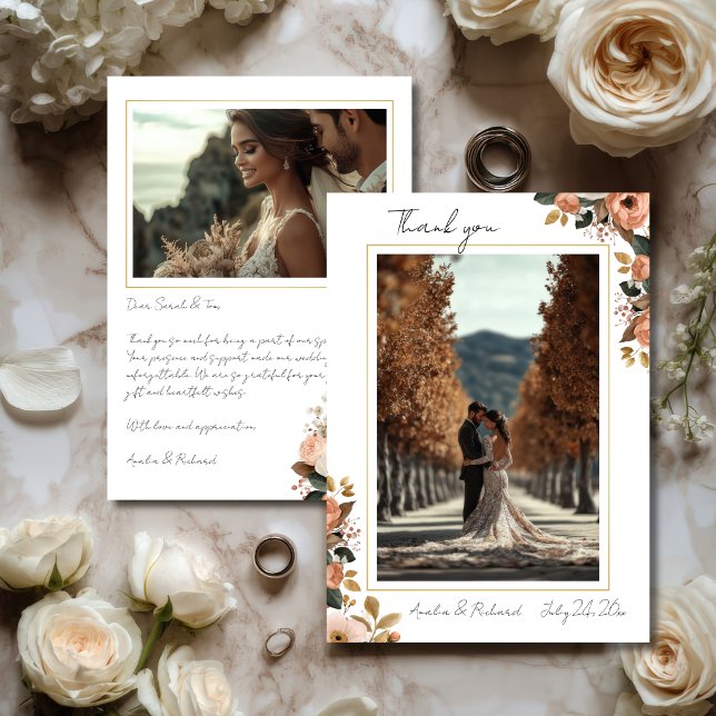 Elegant Blommig Bröllopstackkort Tack Kort (Skapare uppladdad)
