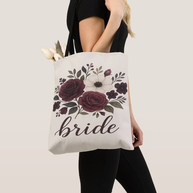 Elegant Blommig Burgunder Brud  Tygkasse (Närbild)