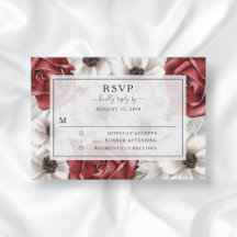 Elegant Blommig Burgunder Rött Bröllops-RSVP