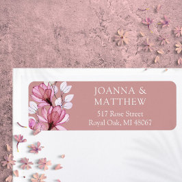 Elegant Blommig Dammig Ros Födelsedags/Bröllop Sva Returadress Etikett