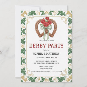 Elegant Blommig Derby-fest Invitation Inbjudningar