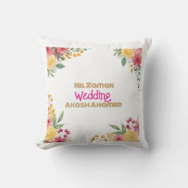 Elegant Blommig Dubbelnamn Bröllopsdusch Inbjudan Kudde