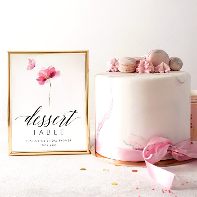 Elegant Blommig Fjäril Bröllopsduschskylt Poster (Skapare uppladdad)